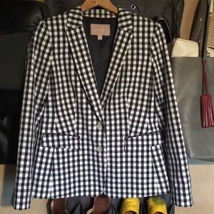 Banana Republic navy gingham blazer